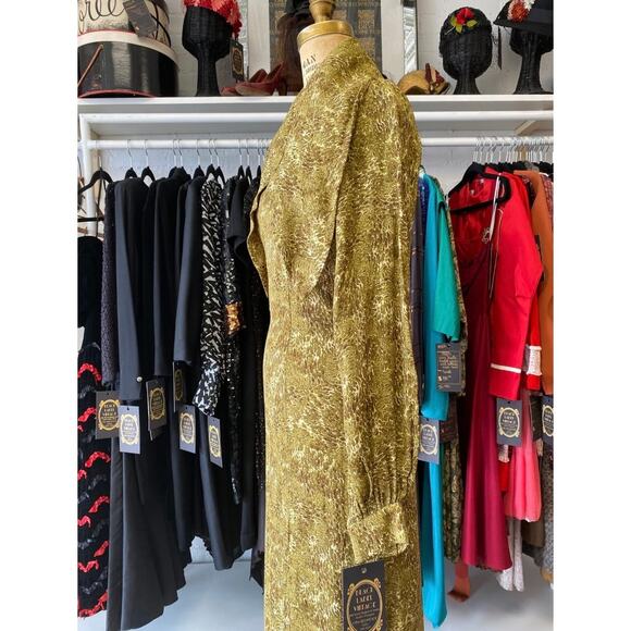 & other stories snake skin green rayon dress long sleeve tie neck nwt 1930 style - Picture 8 of 11